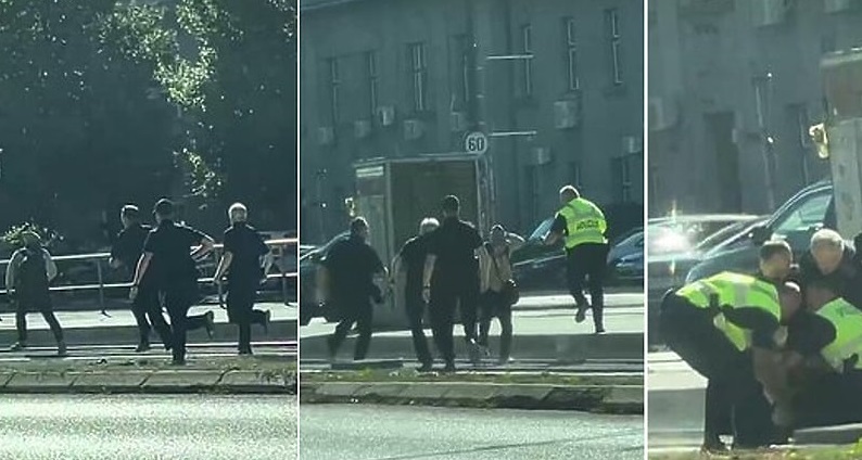 Uznemirujući video u centru Sarajeva: Petorica policajaca savladala muškarca s nožem na tramvajskoj stanici