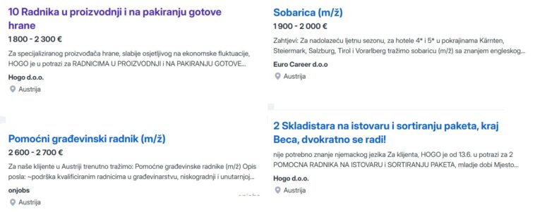 Plate i do 3.400 eura: Austrija traži radnike – evo šta nude